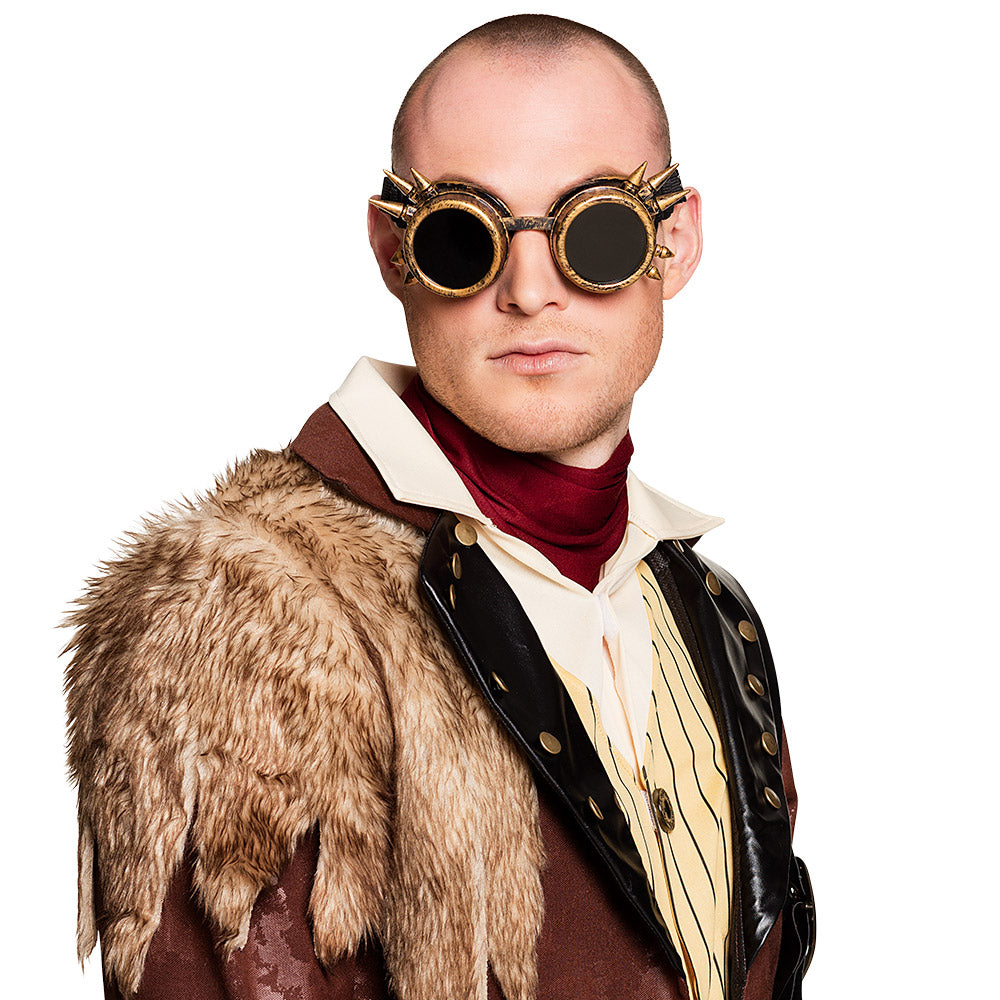 Lunettes Steampunk Dorées à Pics - Accessoire Rétro Futuriste