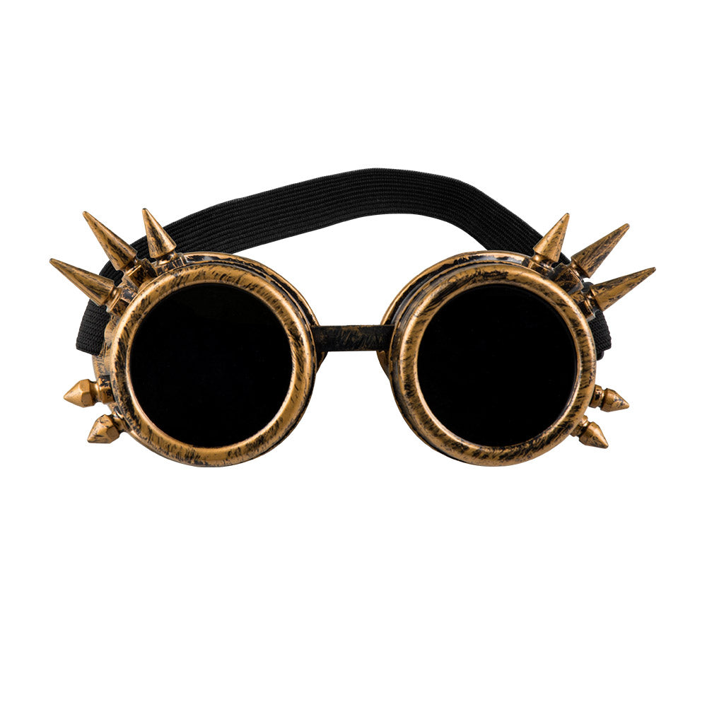 Lunettes Steampunk Dorées à Pics - Accessoire Rétro Futuriste