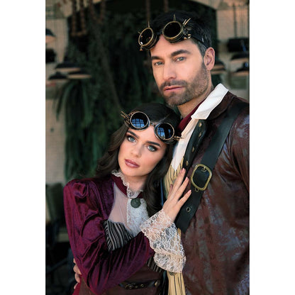Lunettes Steampunk Dorées à Pics - Accessoire Rétro Futuriste