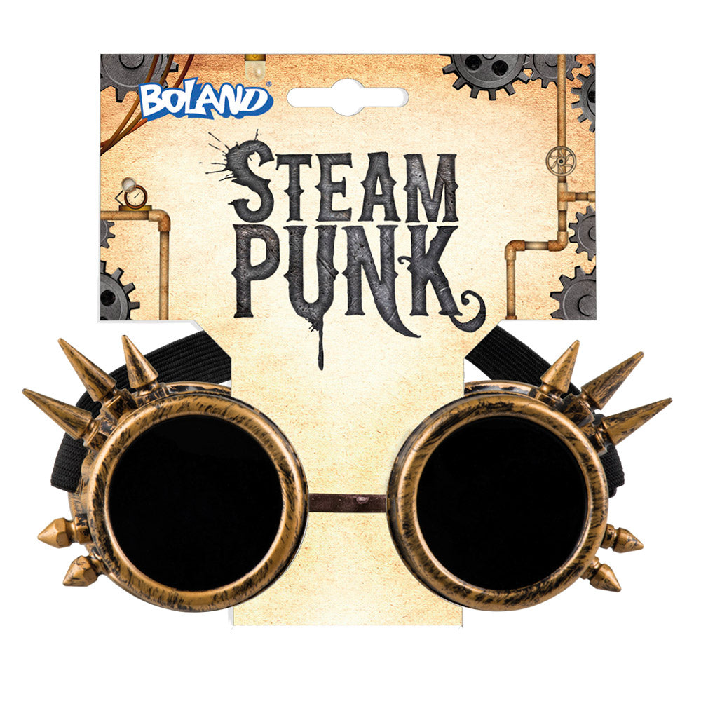 Lunettes Steampunk Dorées à Pics - Accessoire Rétro Futuriste