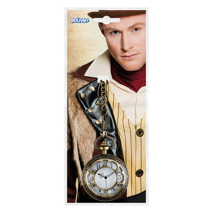 Montre Gousset Steampunk Chaîne Dorée - Accessoire Déguisement