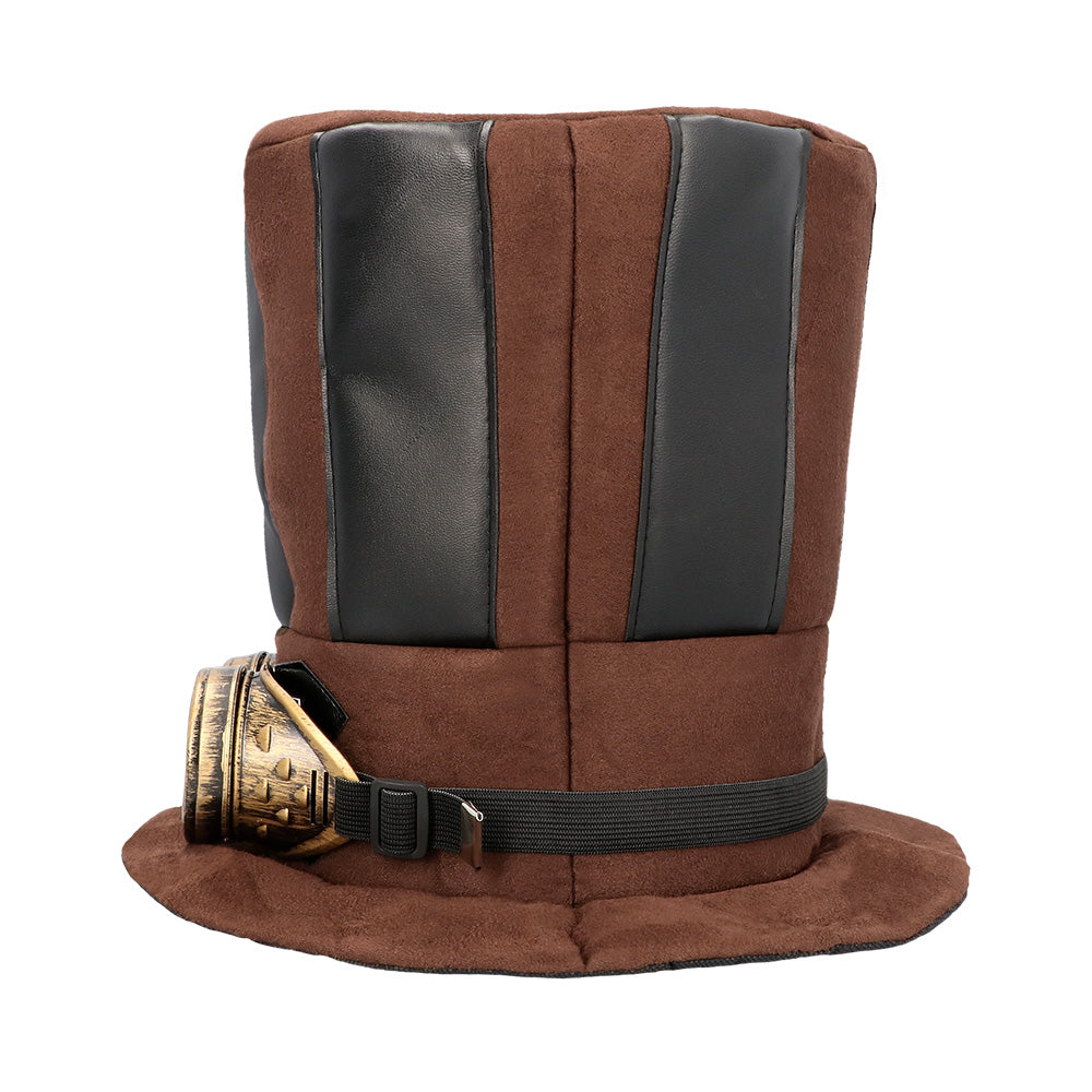 Haut de Forme Steampunk Marron avec Lunettes Dorées