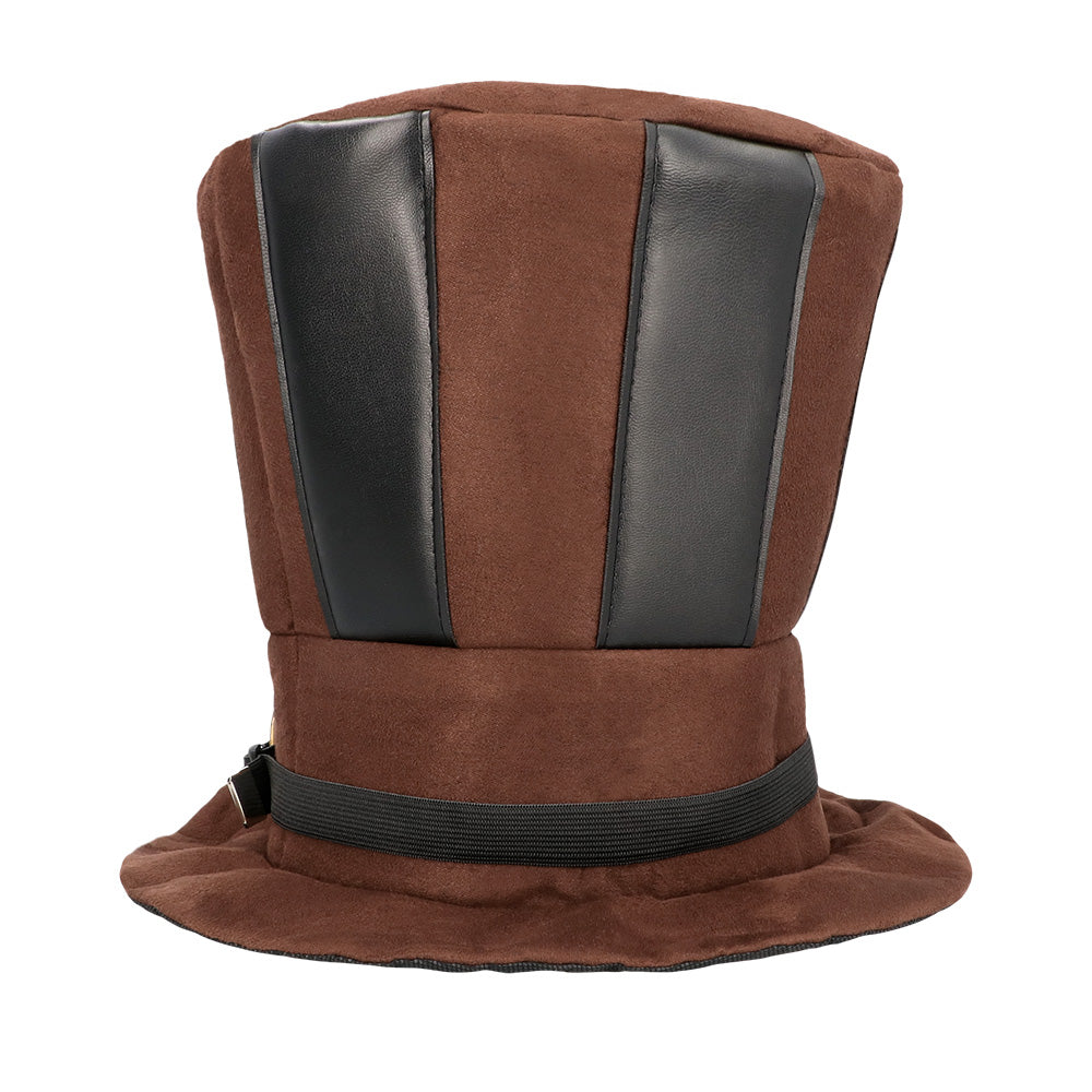 Haut de Forme Steampunk Marron avec Lunettes Dorées
