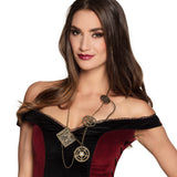 Collier Steampunk Chaîne Engrenages et Cadenas Doré