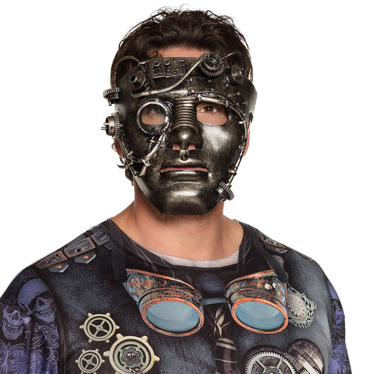 Masque Steampunk Métallique avec Accessoires - Déguisement Cyberpunk