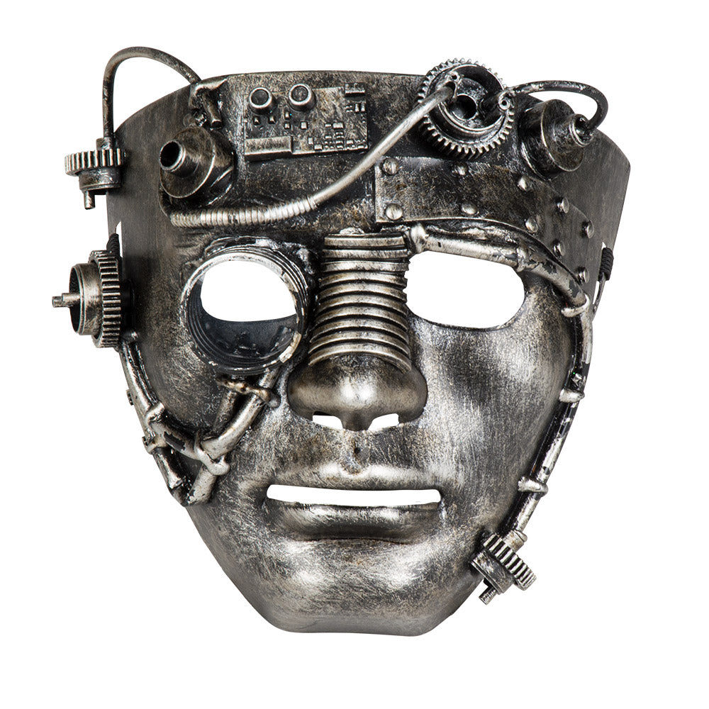 Masque Steampunk Métallique avec Accessoires - Déguisement Cyberpunk