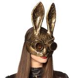 Masque Steampunk Lapin Doré avec Grandes Oreilles et Lunettes
