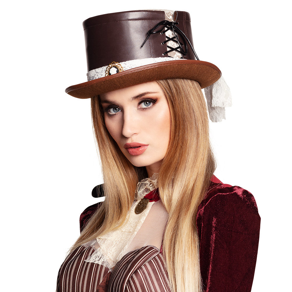 Haut de Forme Steampunk Marron - Accessoire Déguisement Victorien