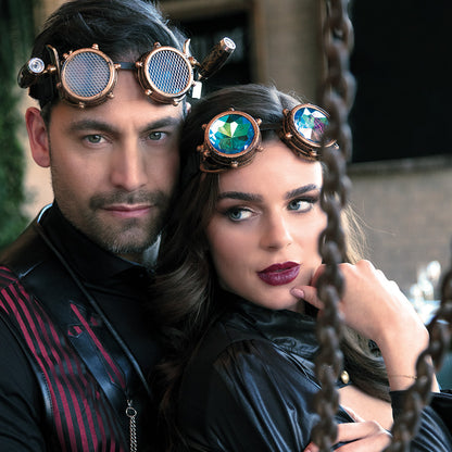 Lunettes Steampunk Cristaux Prismatiques - Accessoire Rétrofuturiste
