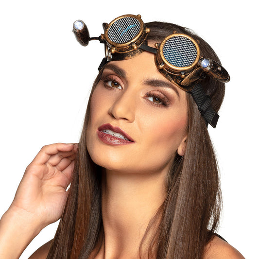 Lunettes Steampunk Prismatiques Rétro LED Laiton