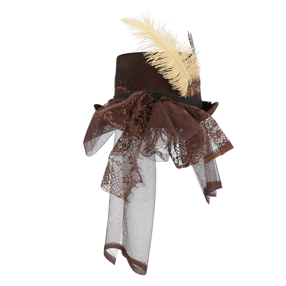 Chapeau Steampunk Marron avec Lunettes Party et Accessoires