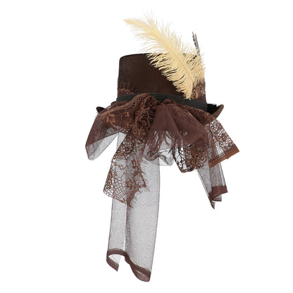 Chapeau Steampunk Marron avec Lunettes Party et Accessoires