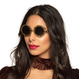 Lunettes Steampunk Dorées Fleur - Accessoire Carnaval Rétro