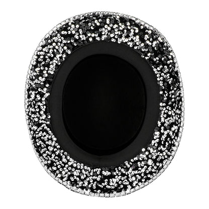Chapeau Haut de Forme Paillettes Noir et Argent - Costume Disco