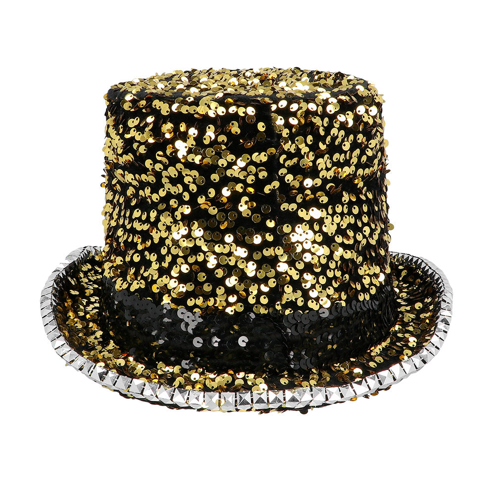 Haut de forme paillettes or noir sequins luxe