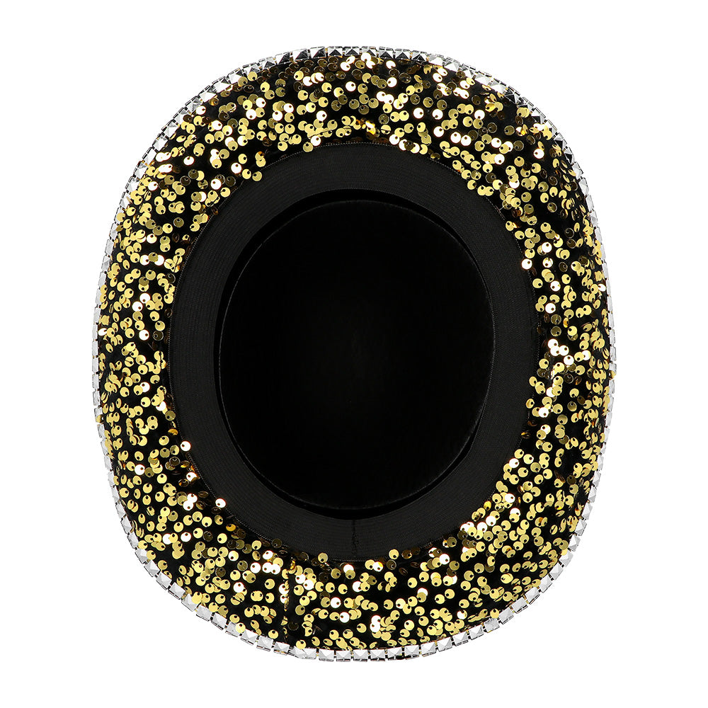 Haut de forme paillettes or noir sequins luxe