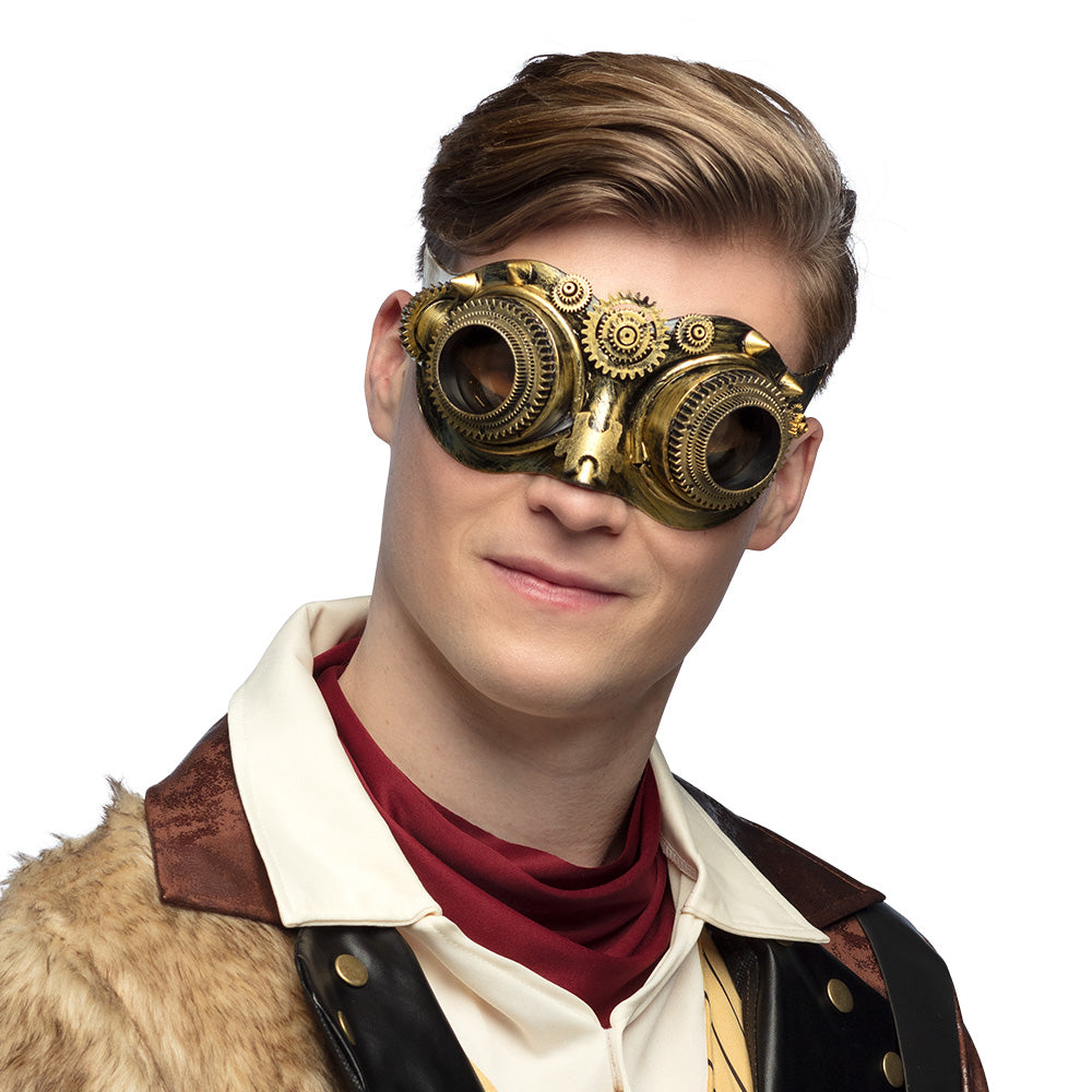 Lunettes Steampunk Doré Engrenages - Accessoire Costume Vintage