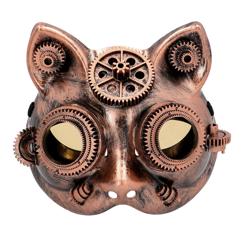 Masque Steampunk Chat Mécanique avec Engrenages