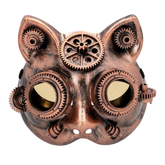 Masque Steampunk Chat Mécanique avec Engrenages