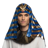 Coiffe Égyptienne Pharaon Bleue et Or 58cm