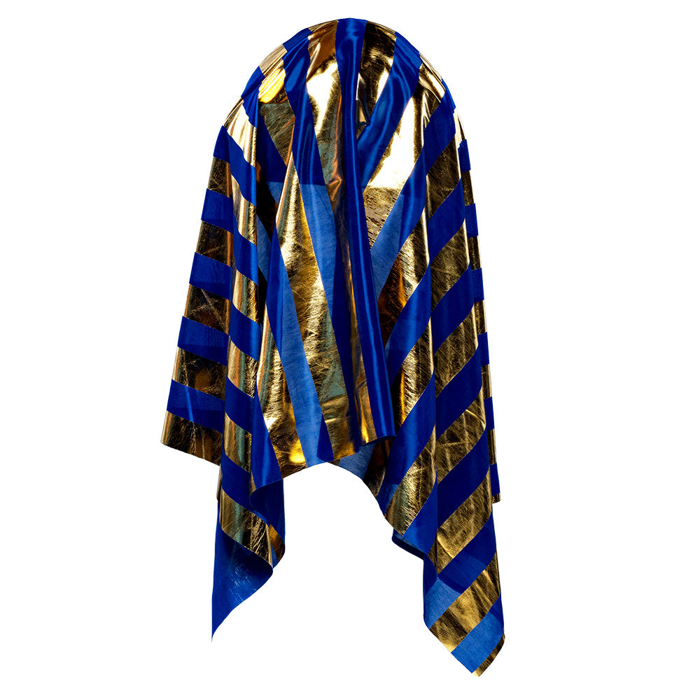 Coiffe Égyptienne Pharaon Bleue et Or 58cm