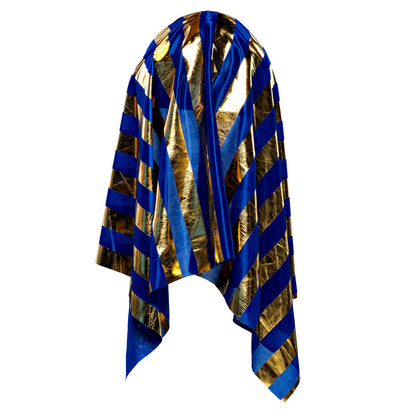 Coiffe Égyptienne Pharaon Bleue et Or 58cm