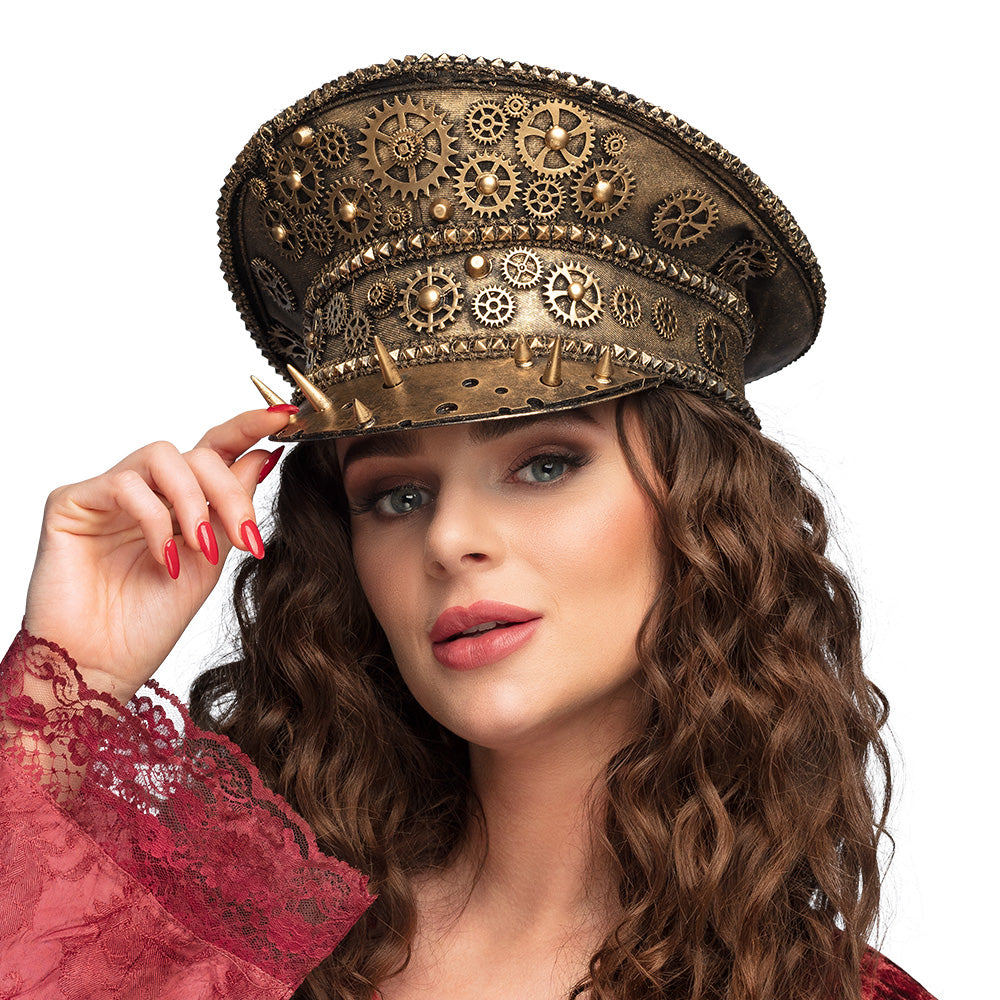 Chapeau Steampunk Haut Gears Brass - Accessoire Cosplay Luxe