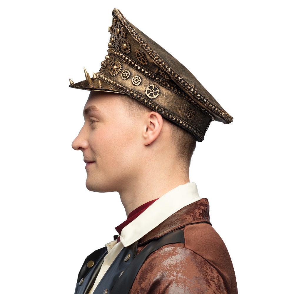 Chapeau Steampunk Haut Gears Brass - Accessoire Cosplay Luxe