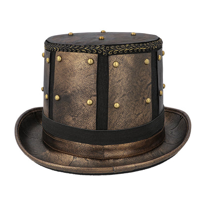 Chapeau Haut de Forme Steampunk avec Lunettes Dorées