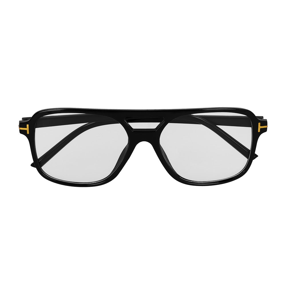 Ensemble Élégant 3 Pièces Noir & Or - Chapeau, Lunettes & Chaîne Dollar