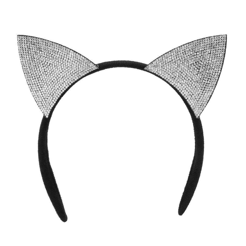 Kit Accessoires Chat Strass Noir - Serre-tête & Collier Ajustable