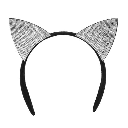 Kit Accessoires Chat Strass Noir - Serre-tête & Collier Ajustable
