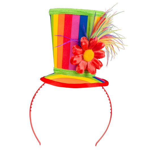 Haut de forme arc-en-ciel fleur clown cirque - Accessoire fête