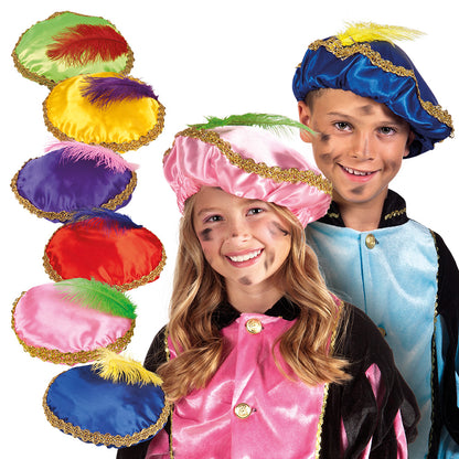 Set 6 Bérets Paillettes Multicolores avec Plumes - Déguisement Enfant