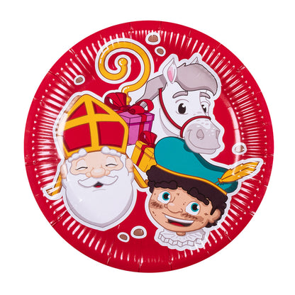 Assiettes Saint Nicolas - Décoration de fête rouge festive