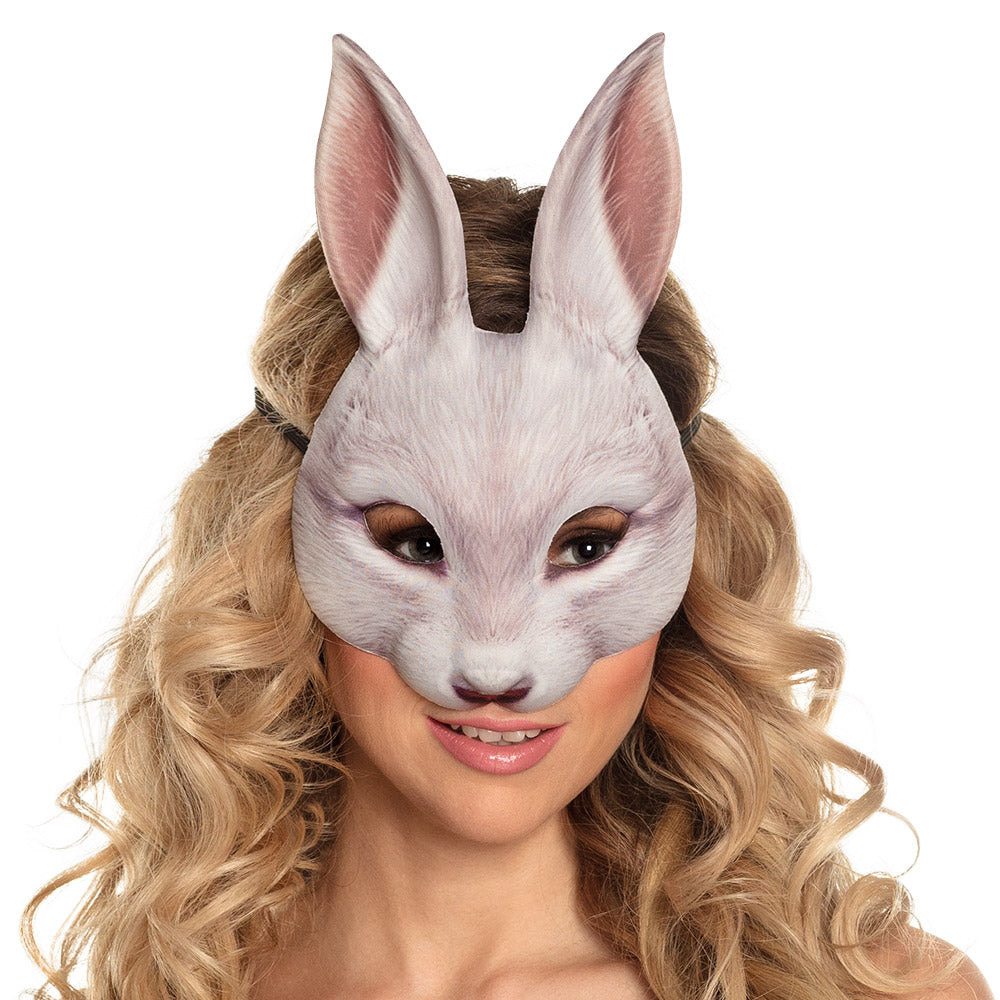 Masque Lapin Blanc Réaliste - Déguisement Adulte Luxe