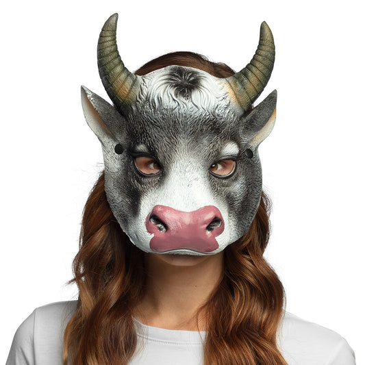 Masque de Vache Réaliste avec Cornes - Déguisement Animaux
