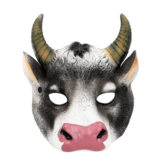 Masque de Vache Réaliste avec Cornes - Déguisement Animaux