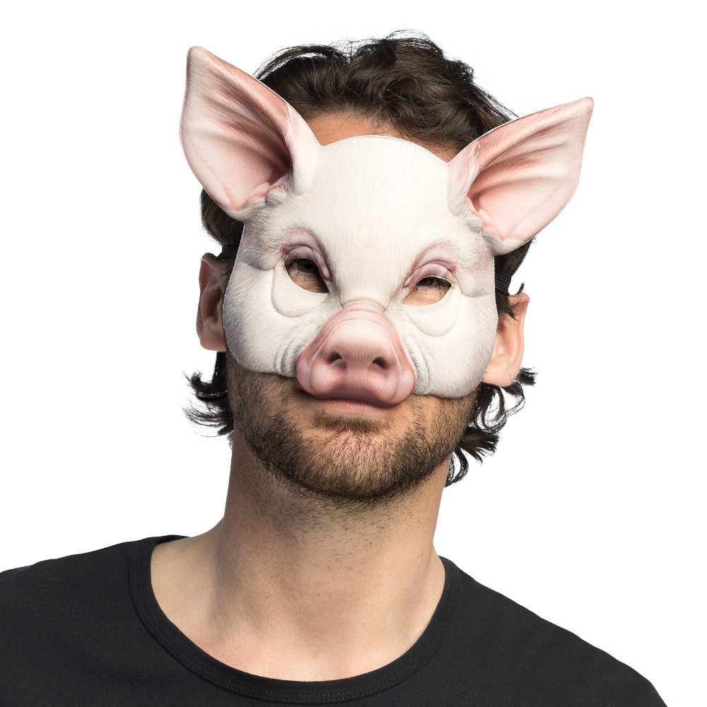 Masque Cochon Blanc Réaliste - Déguisement Animal Adulte