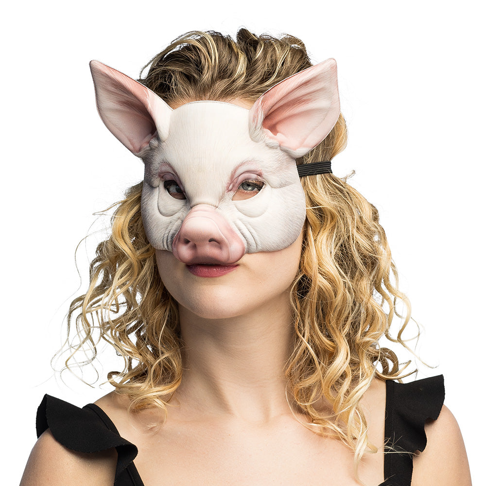 Masque Cochon Blanc Réaliste - Déguisement Animal Adulte