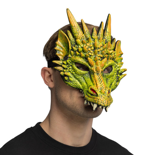 Masque Dragon Vert Foam Réaliste - Déguisement Adulte