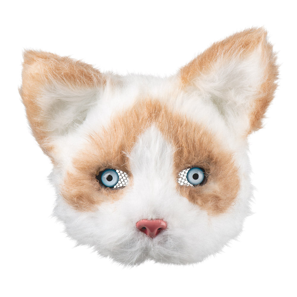 Masque Chat Blanc Roux - Déguisement Animal Réaliste