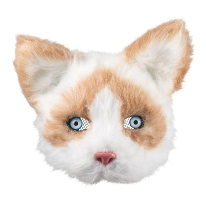 Masque Chat Blanc Roux - Déguisement Animal Réaliste