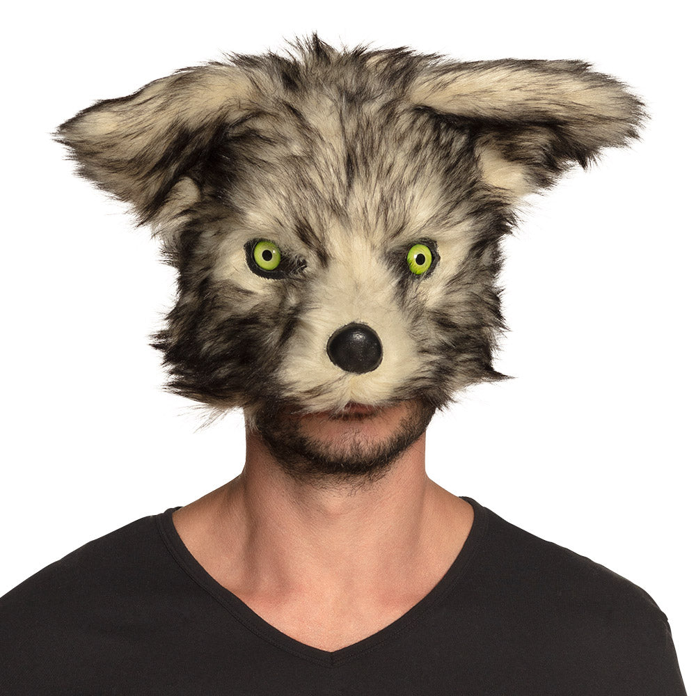 Masque Loup Gris Réaliste avec Yeux Jaunes - Déguisement Adulte