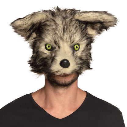 Masque Loup Gris Réaliste avec Yeux Jaunes - Déguisement Adulte