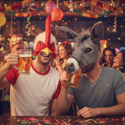Masque de Coq Rouge et Blanc - Déguisement Carnaval Adulte