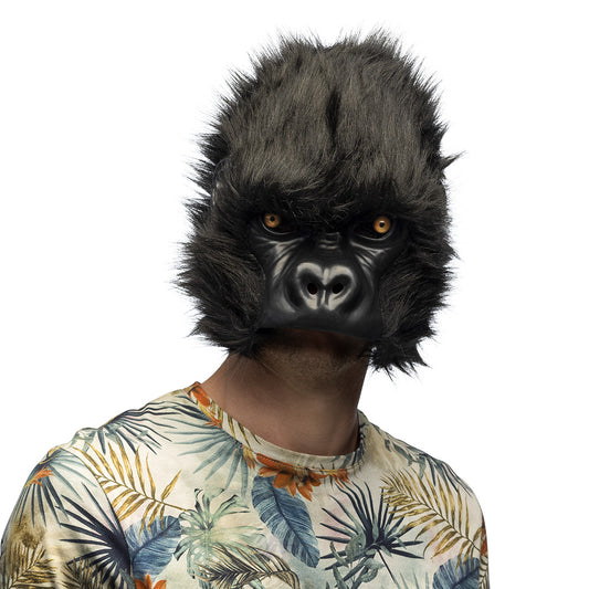 Masque Gorille Noir Réaliste avec Cheveux - Déguisement Complet