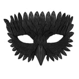 Masque Corbeau Noir Ailes Plumes - Déguisement Halloween