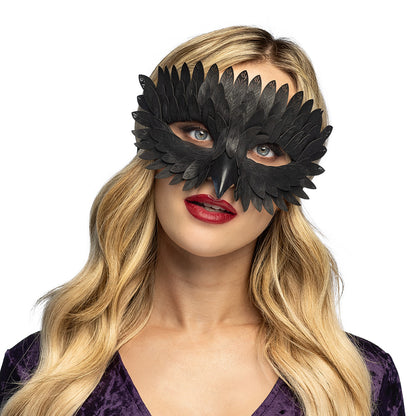 Masque Corbeau Noir Ailes Plumes - Déguisement Halloween