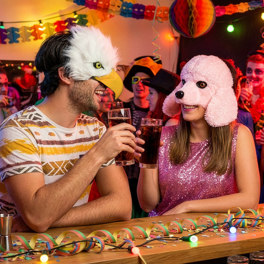 Masque Caniche Rose Déguisement Adulte Soirée Amusant
